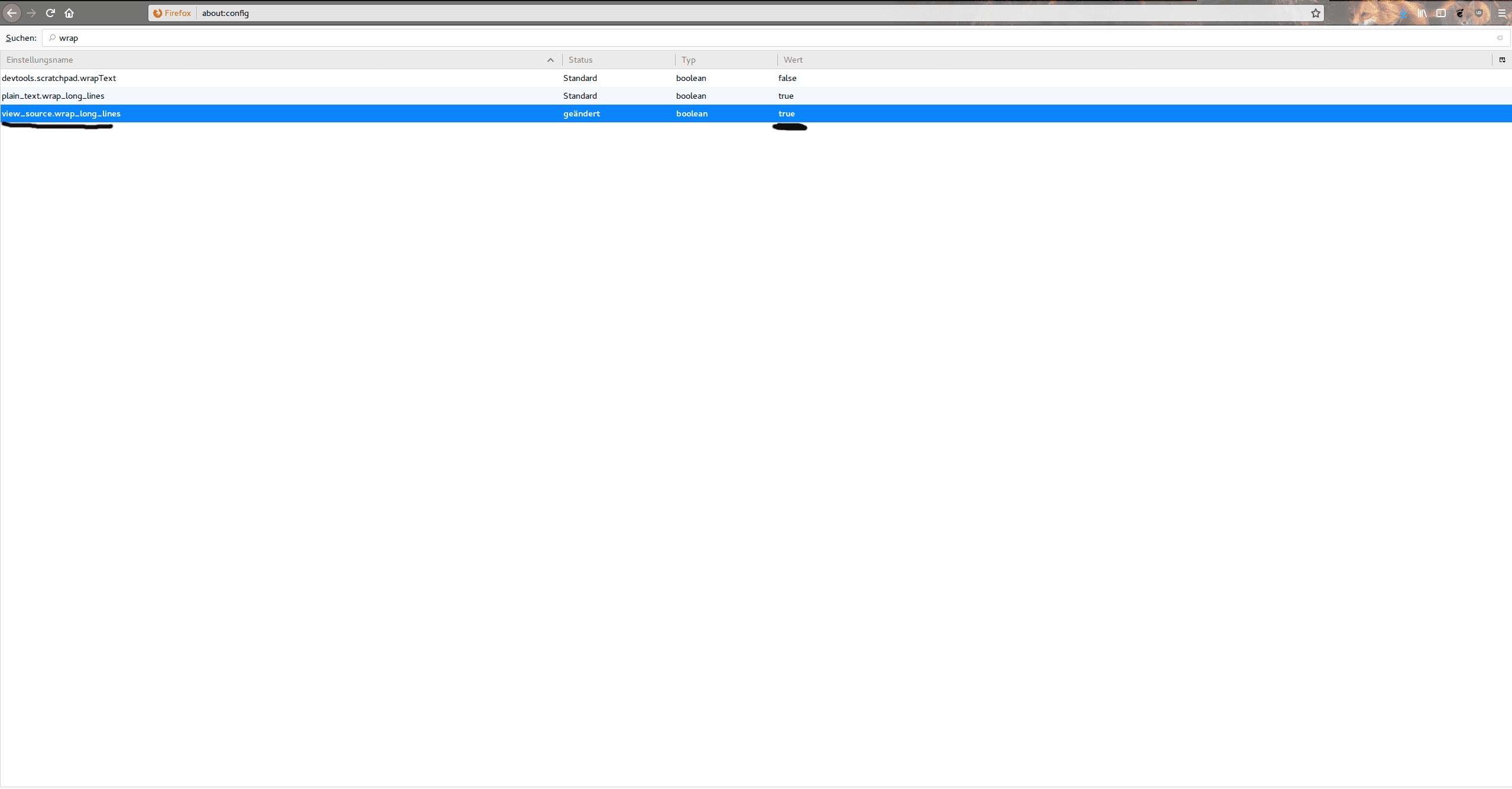 Firefox View Source Wrap is TRUE in about:config